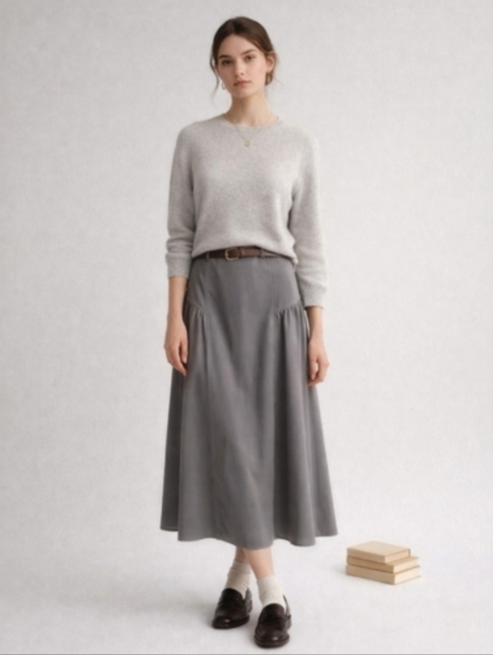 Gray Cashmere Sweater Crew Neck Old Money Preppy Size Small Quiet Luxury